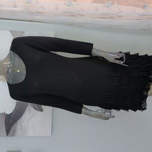 Calvin Klein Fringe Bottom Sweater Dress 3/4 Sleeve Scoop Neck Nwt ❤️